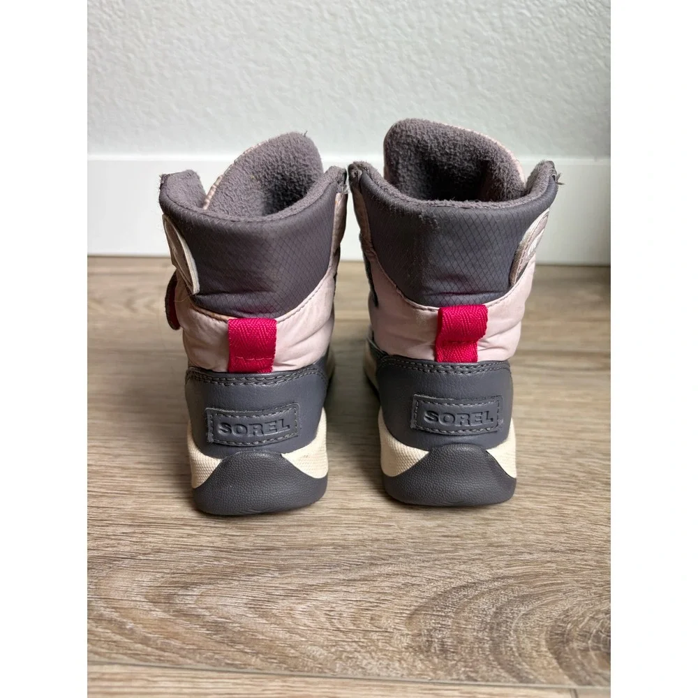 Sorel Whitney II Strap Kids Waterproof Winter Snow Boots Pink Grey NV3919-608 7